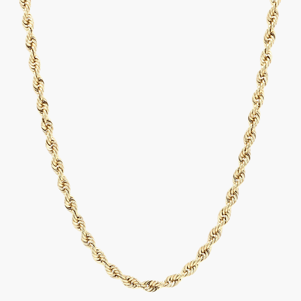 Solid 22 Inch Gold Rope Chain Necklace