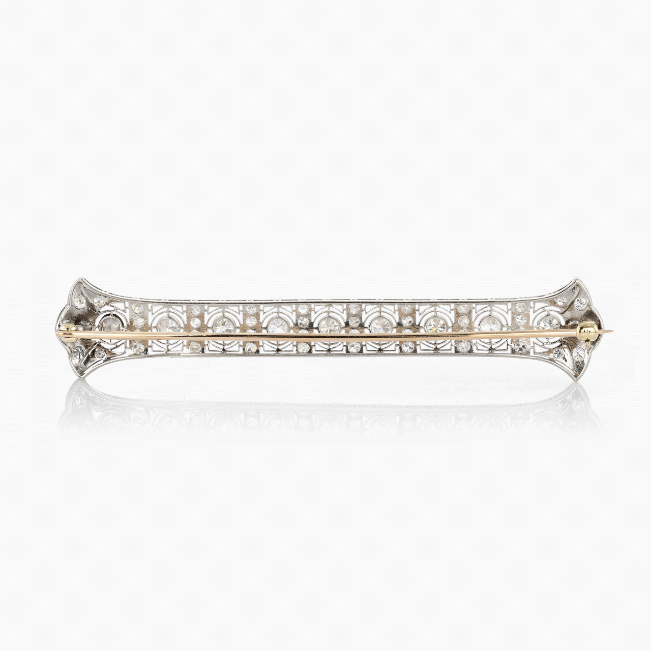 Antique Platinum, Gold, and Old Cut Diamond Bar Pin