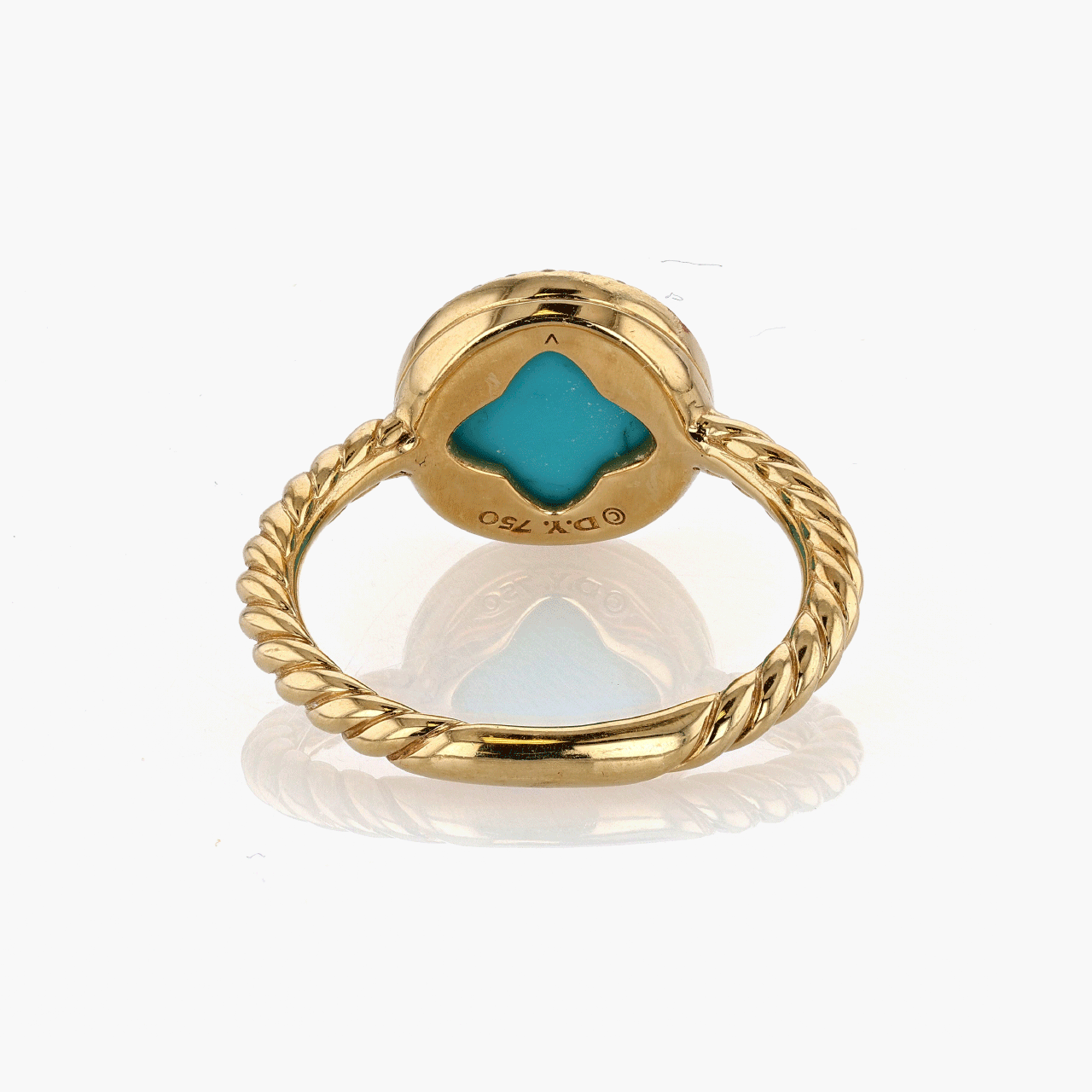 David Yurman Gold, Turquoise, and Diamond Elements Ring