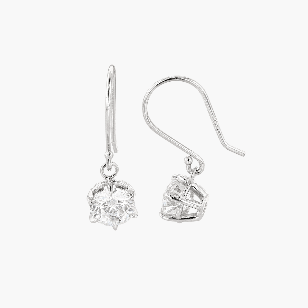 14k White Gold and Diamond Solitaire Drop Earrings
