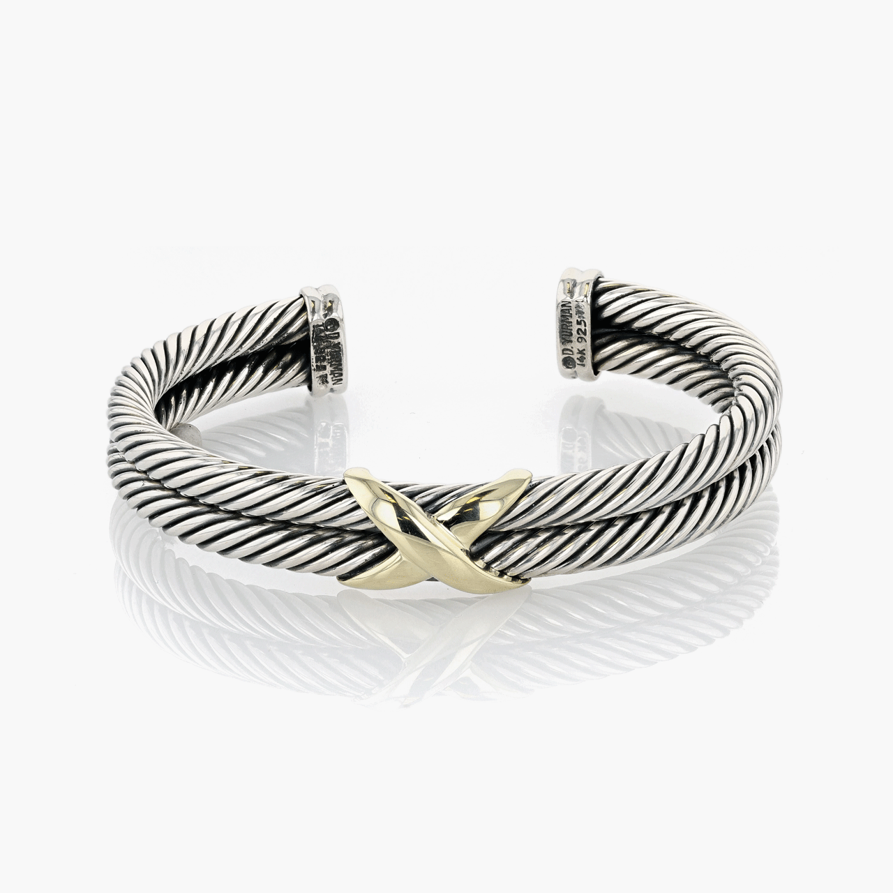 Silver and Gold David Yurman X-Motif Cuff Bracelet
