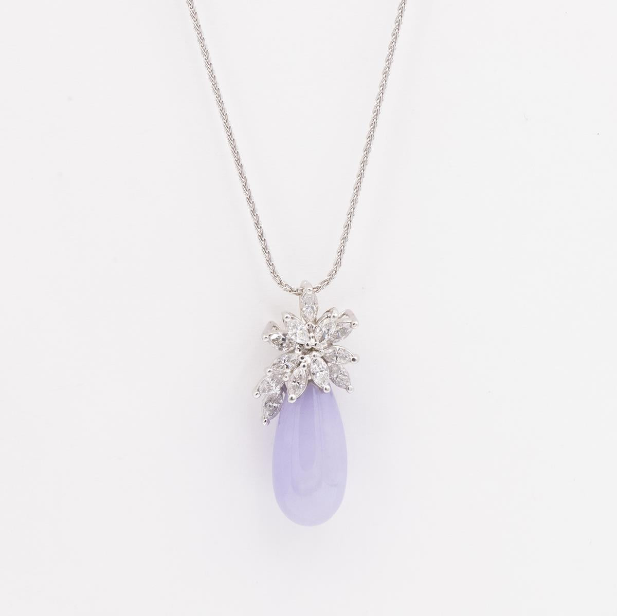 18KT Gold Lavendar Jade and Diamond Pin/Pendant