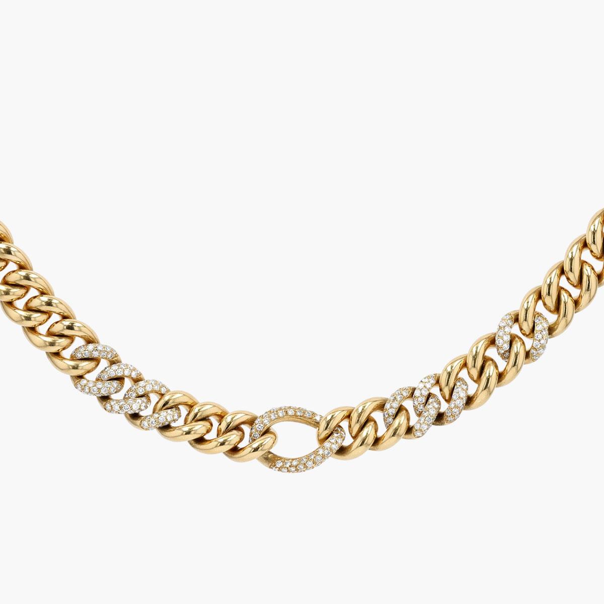 Vintage 18KT Gold Diamond Curb Link Necklace