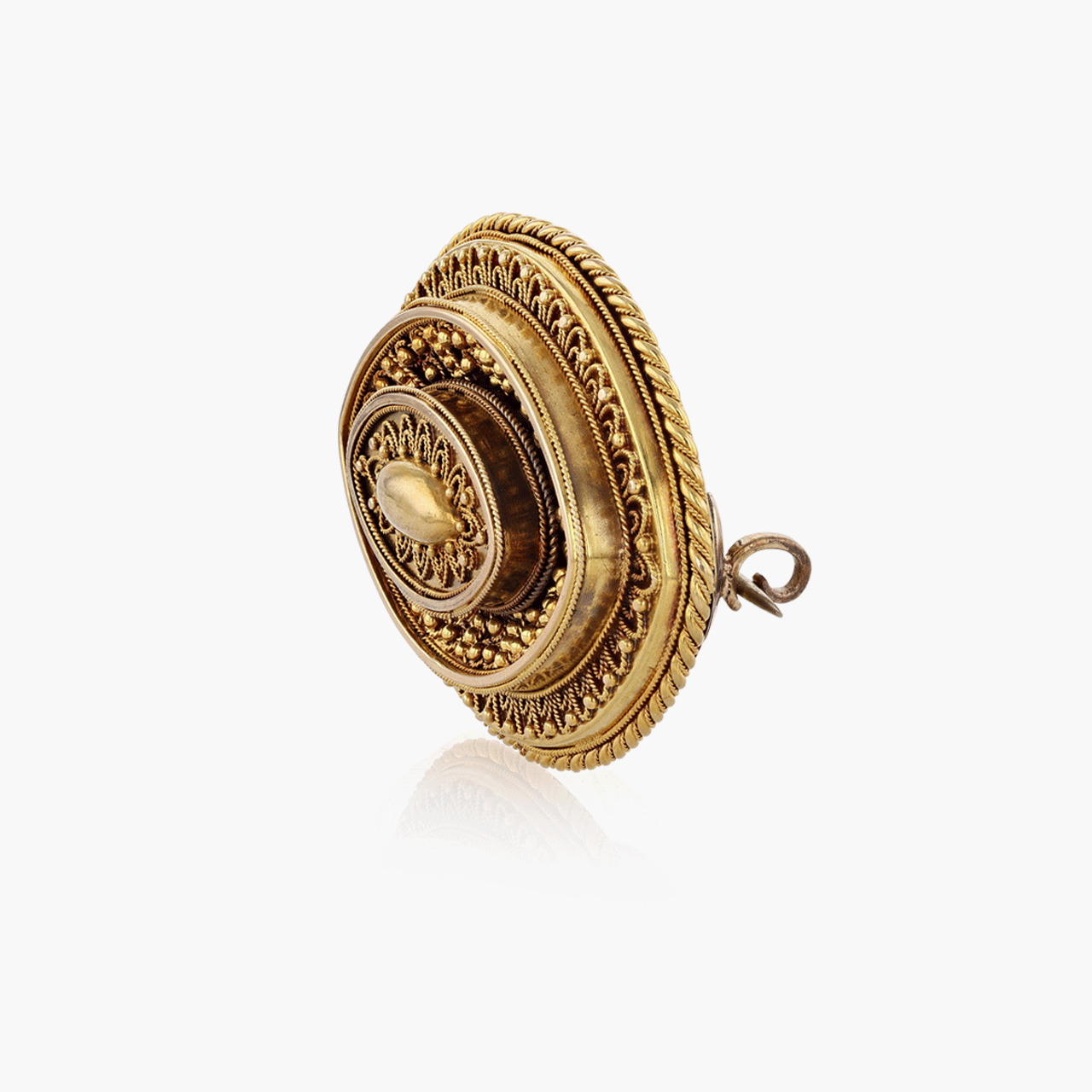 Victorian Gold Navette Mourning Brooch