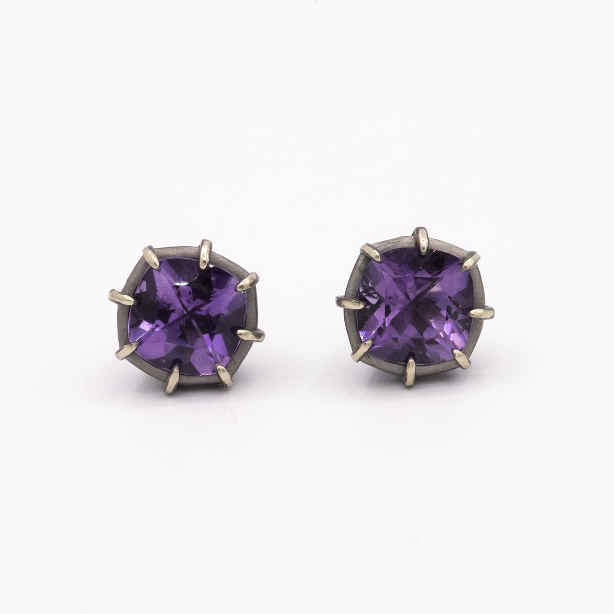 Gemma Collection 14KT Gold Amethyst Pushback Stud Earrings
