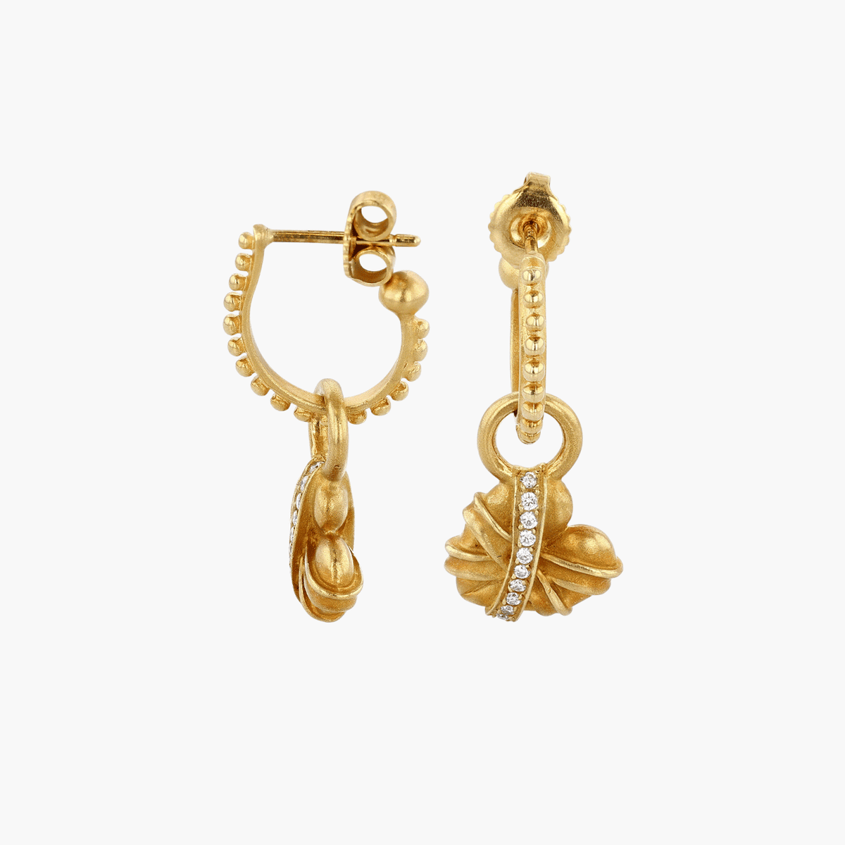 18k Gold Barry Keiselstein Cord Heart Earrings Circa 1998