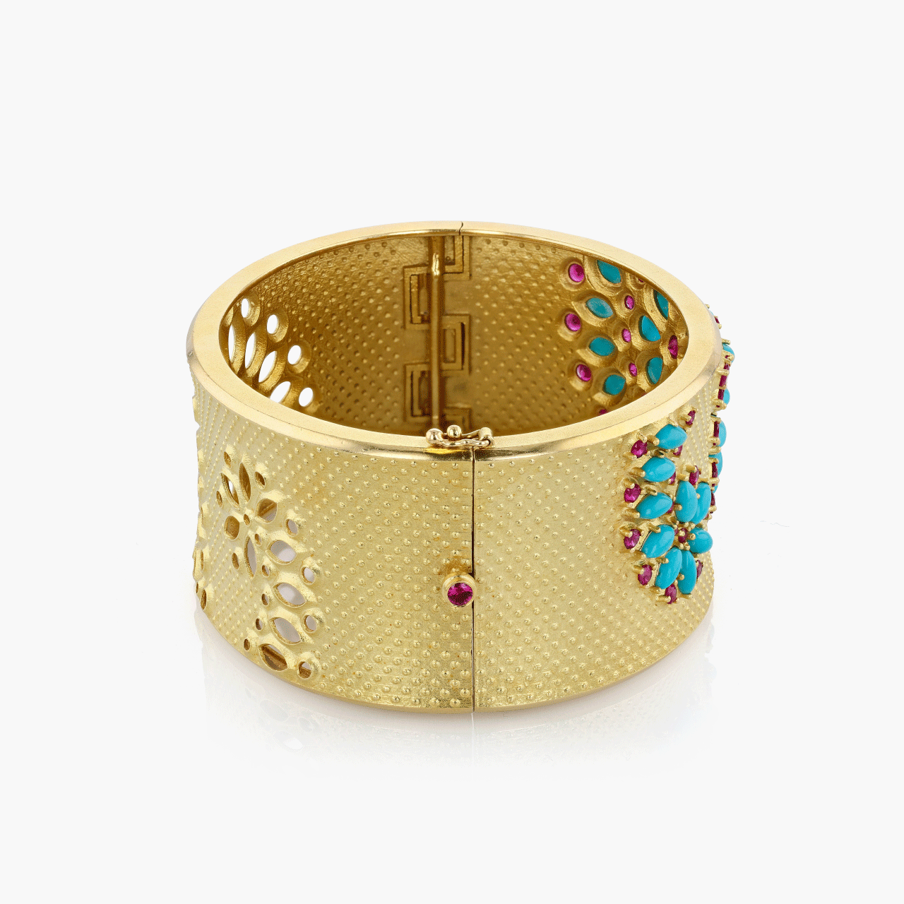 Paul Morelli Gold, Turquoise, and Ruby Bracelet