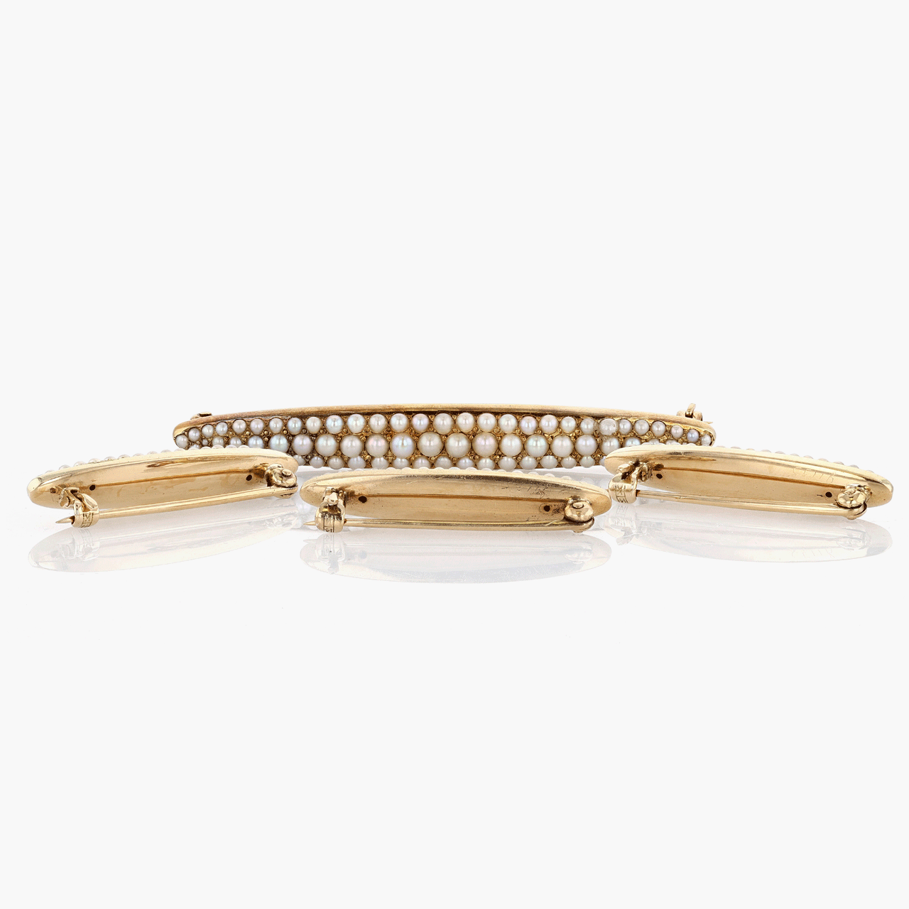 Antique Victorian Gold and Seed Pearl Pin Set