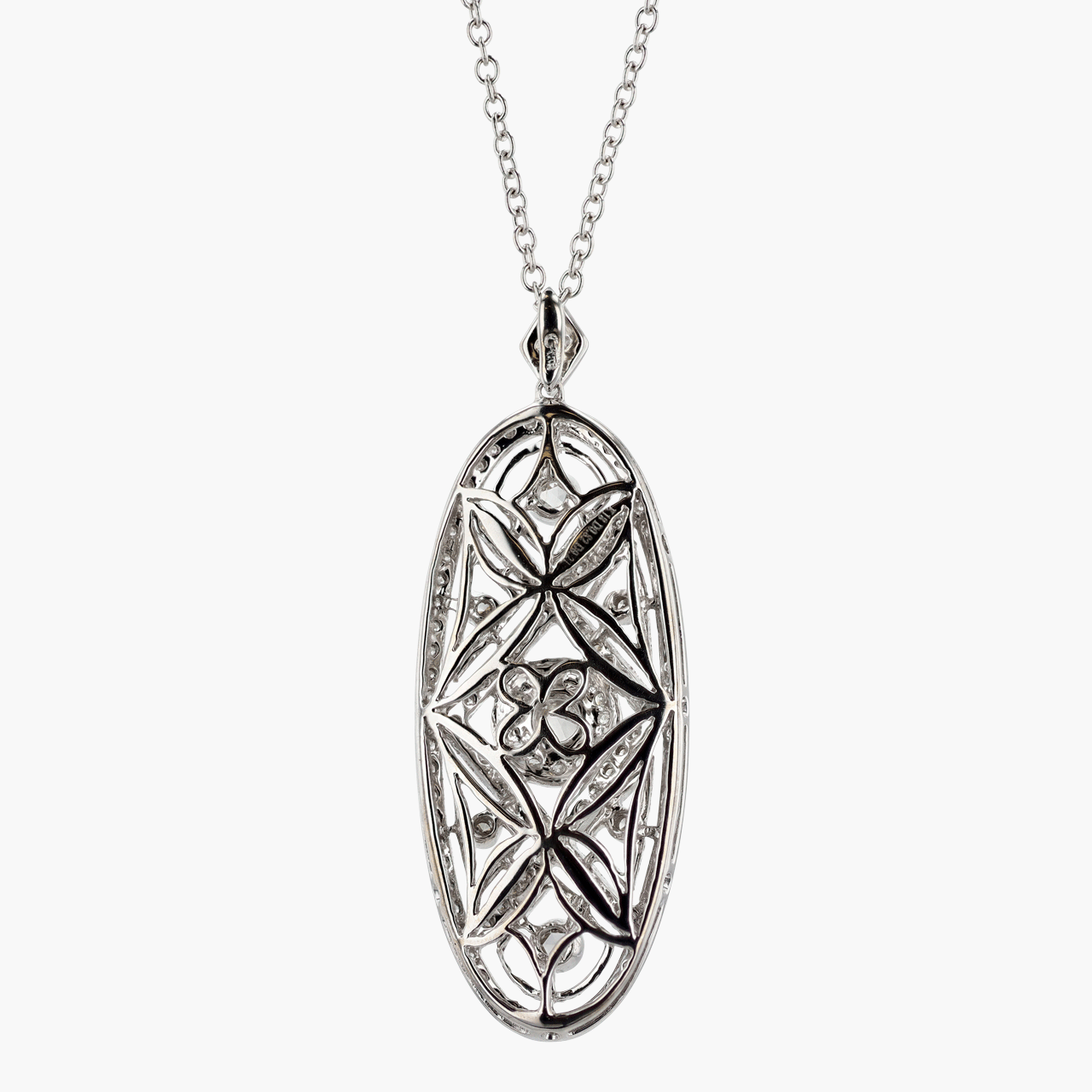 Gold and Diamond Antique Inspired Pendant Necklace