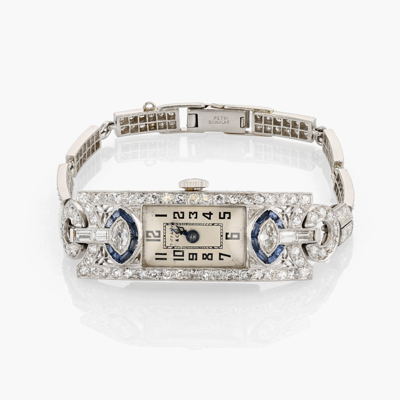 Antique Platinum, Diamond, and Sapphire Cocktail Watch
