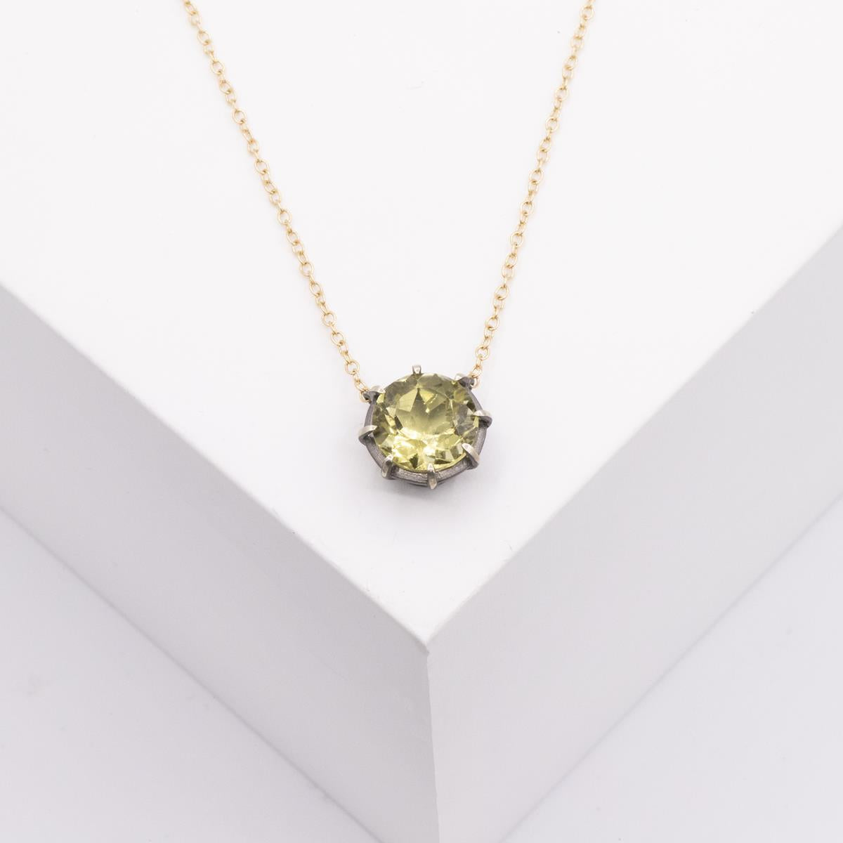 Gemma Collection 14KT Gold Lemon Quartz Pendant Necklace