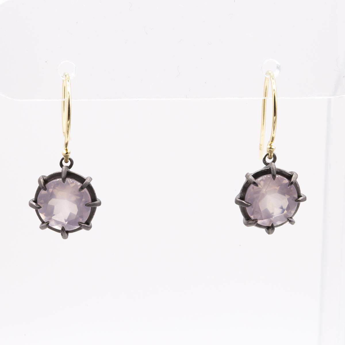 Gemma Collection 14KT Gold Rose Quartz Kidney Back Drop Earrings