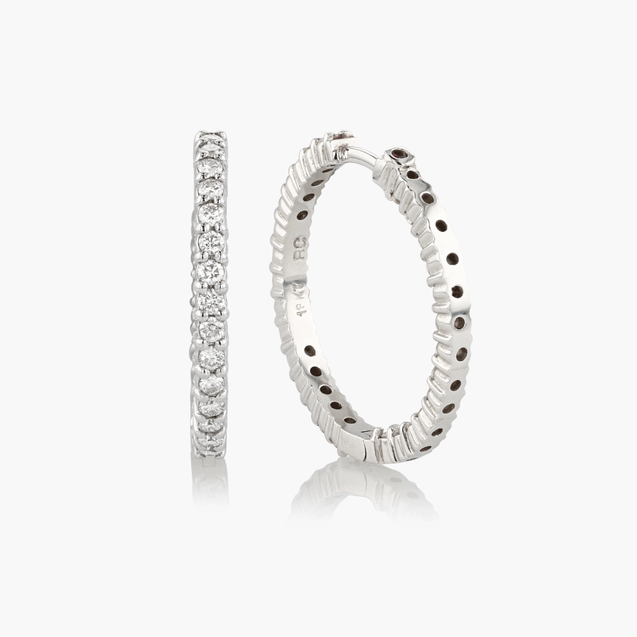 Roberto Coin White Gold and Diamond Hoops