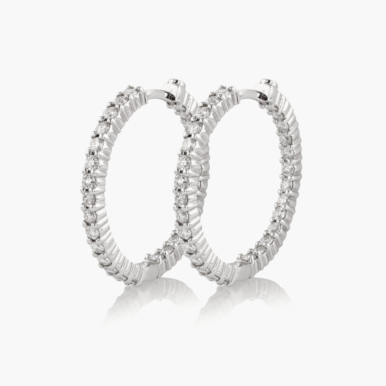 Roberto Coin White Gold and Diamond Hoops