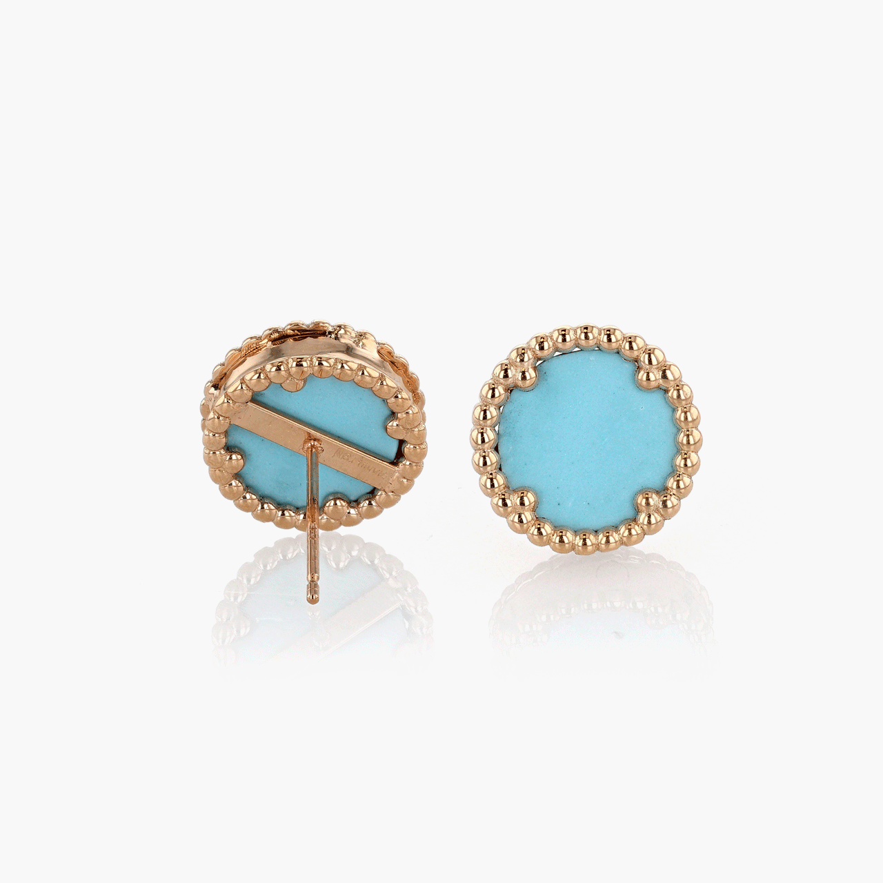 Rose Gold and Turquoise Vintage Inspired Button Earrings