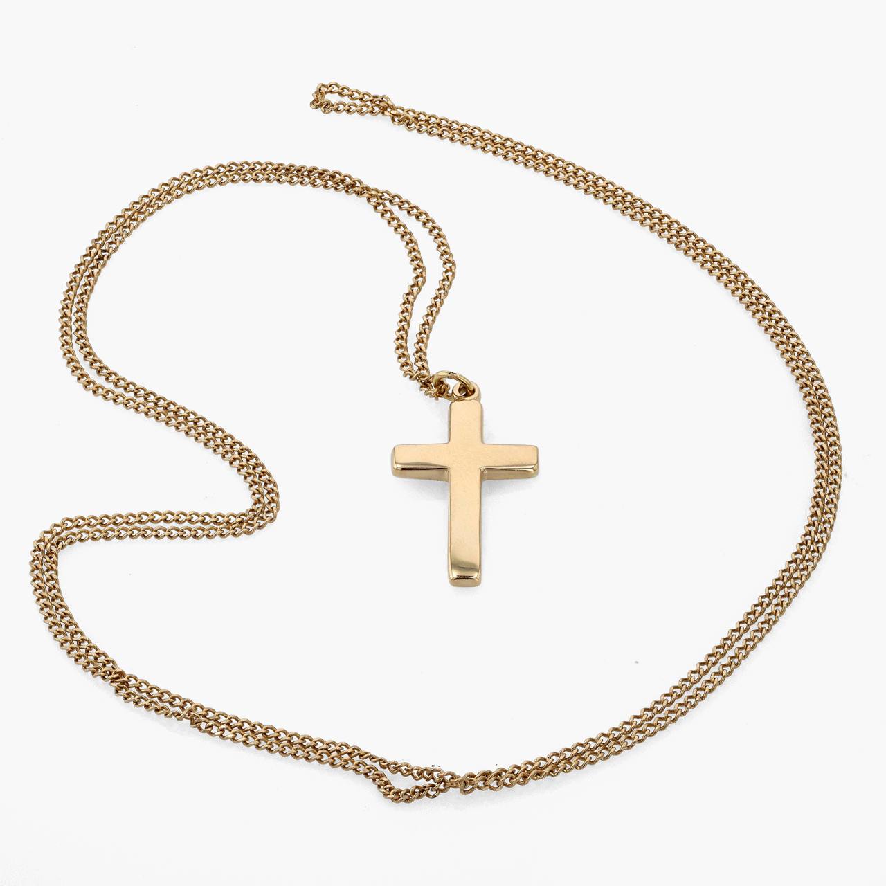 Gold Cross on Curb Chain