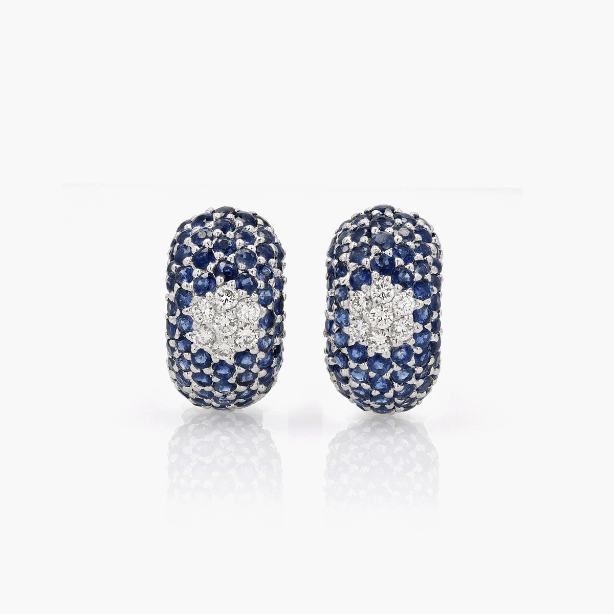 18k White Gold Sapphire and Diamond Hoops