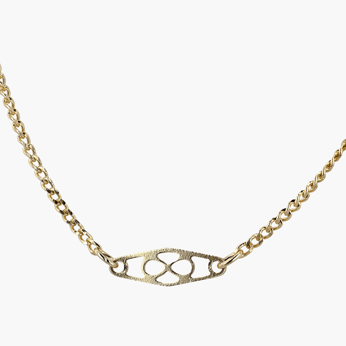 Gold Fine Curb Chain with Infinity Motifs