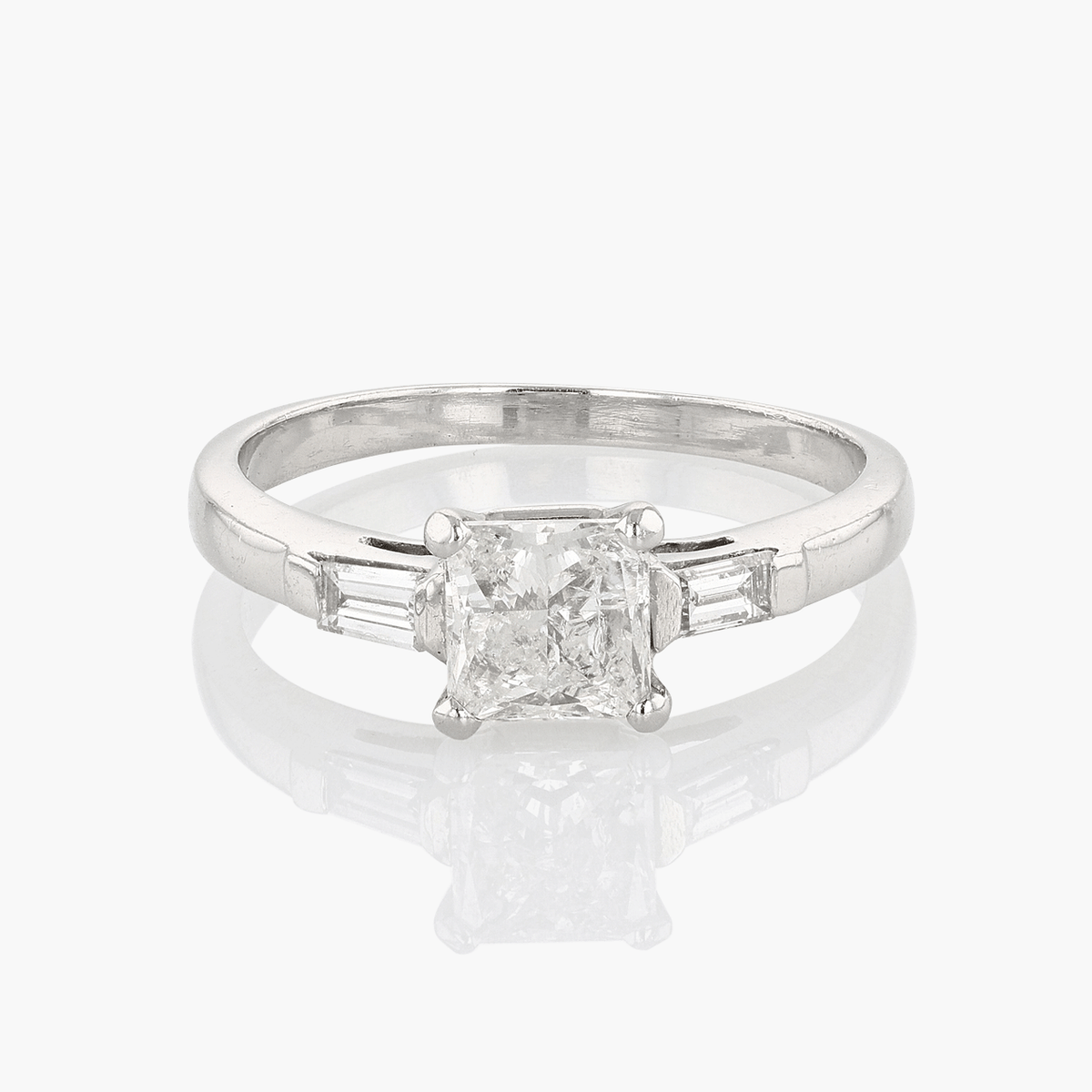 Vintage Platinum Princess Cut Engagement Ring