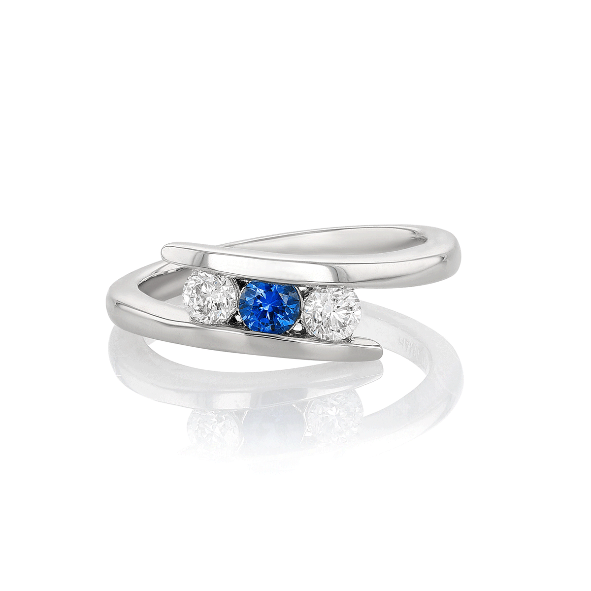 Platinum, Sapphire, and Diamond Bypass Ring