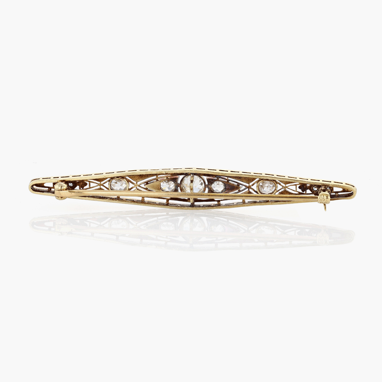 Platinum and 14k Gold Diamond Brooch Circa 1890's