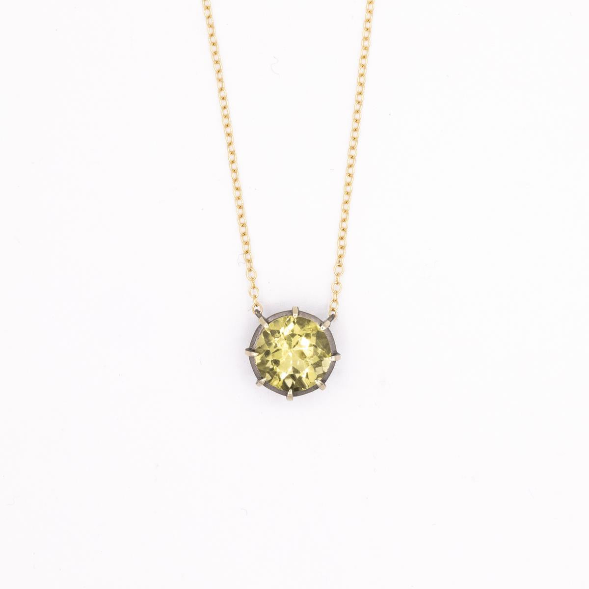 Gemma Collection 14KT Gold Lemon Quartz Pendant Necklace