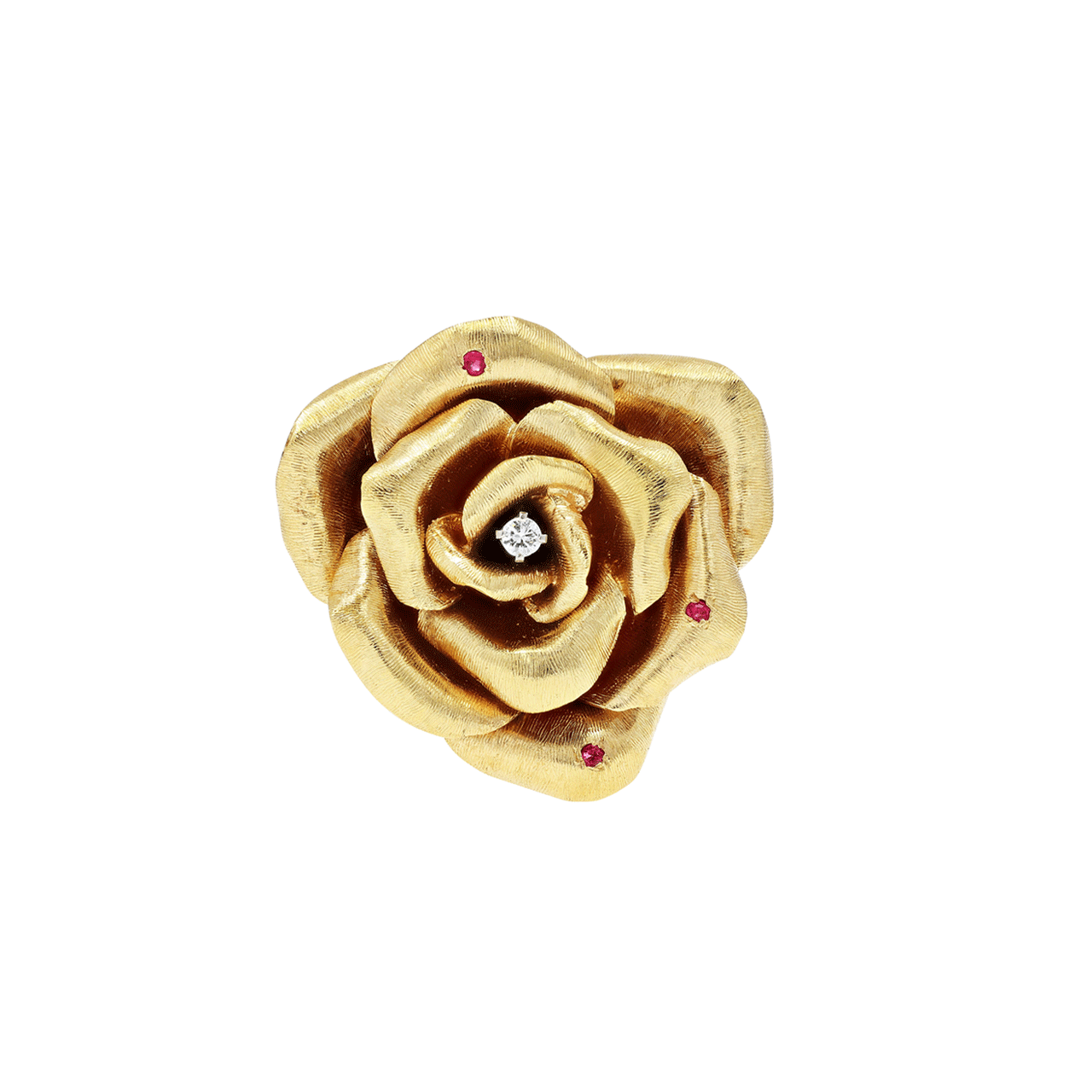 Retro 14k Rose Gold Rose Brooch
