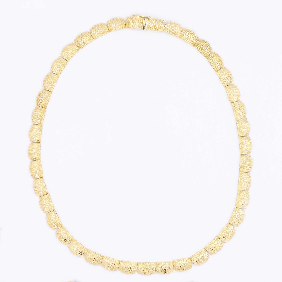 18KT Gold Bark Finish Gold Necklace