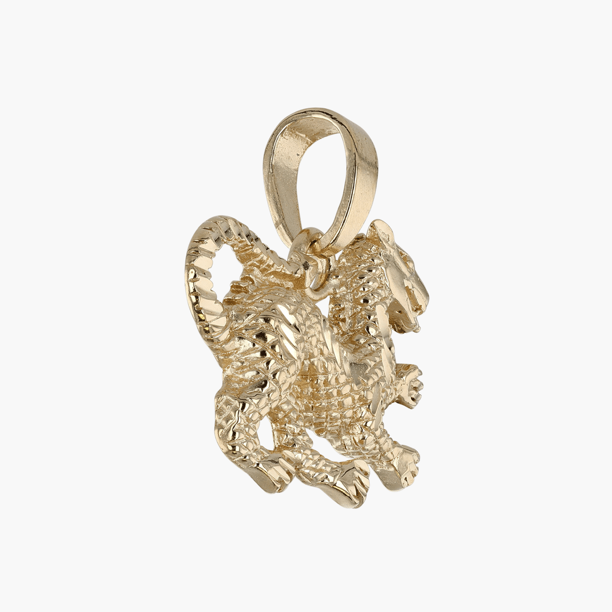 Gold Diamong-Cut Dragon Pendant Charm