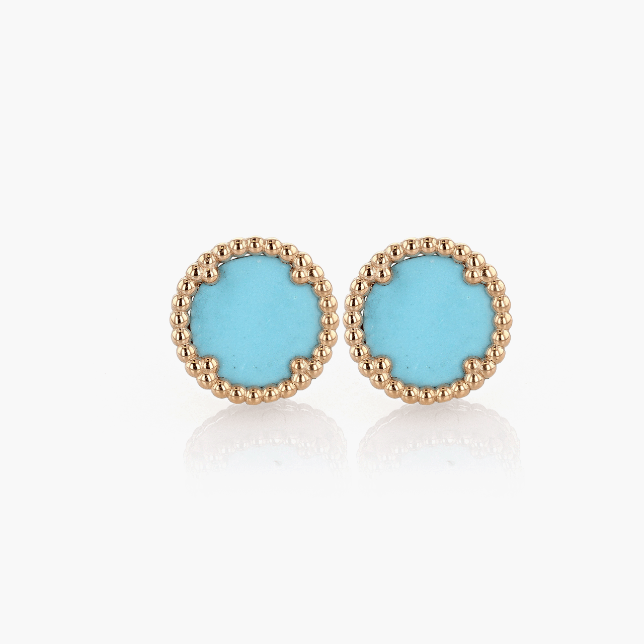Rose Gold and Turquoise Vintage Inspired Button Earrings