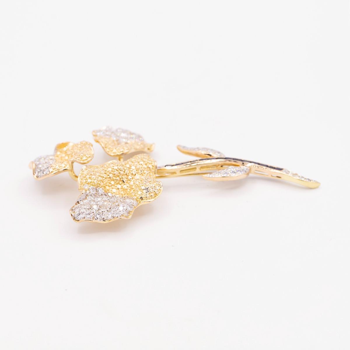 Floral Brooch W/ Pave Set Petals