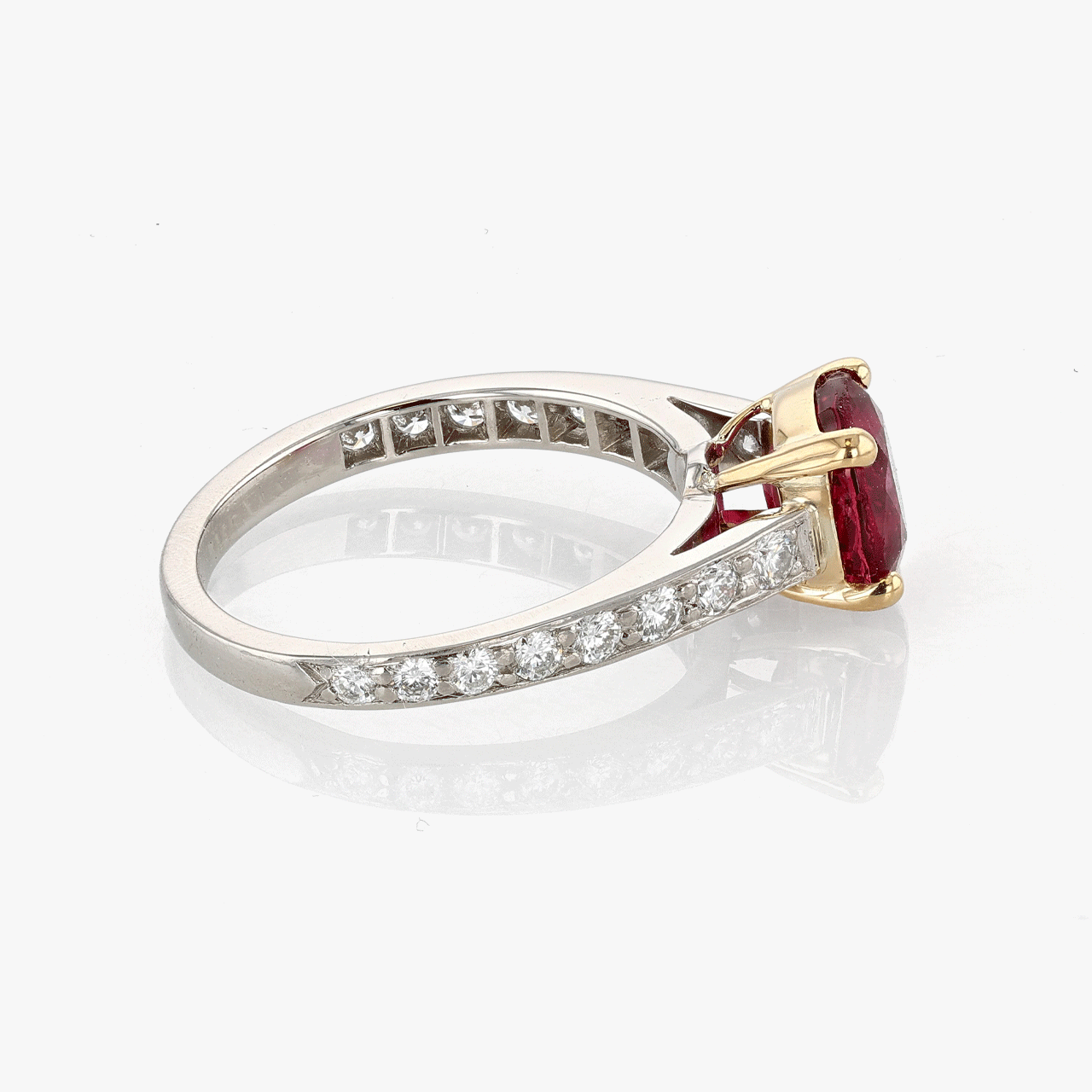Platinum, Gold, Ruby, and Diamond Ring