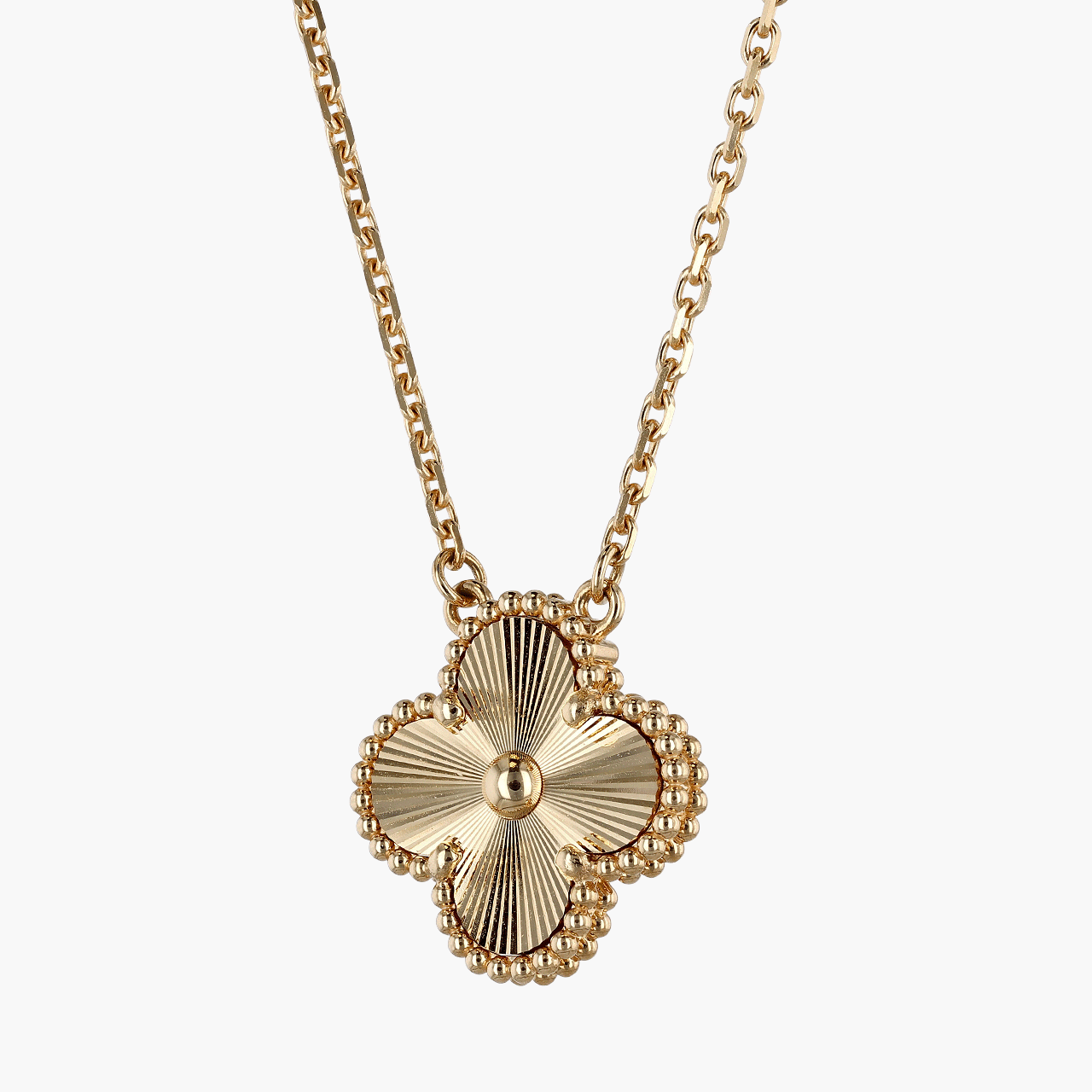Van Cleef & Arpels Gold Guilloche Alhambra Pendant