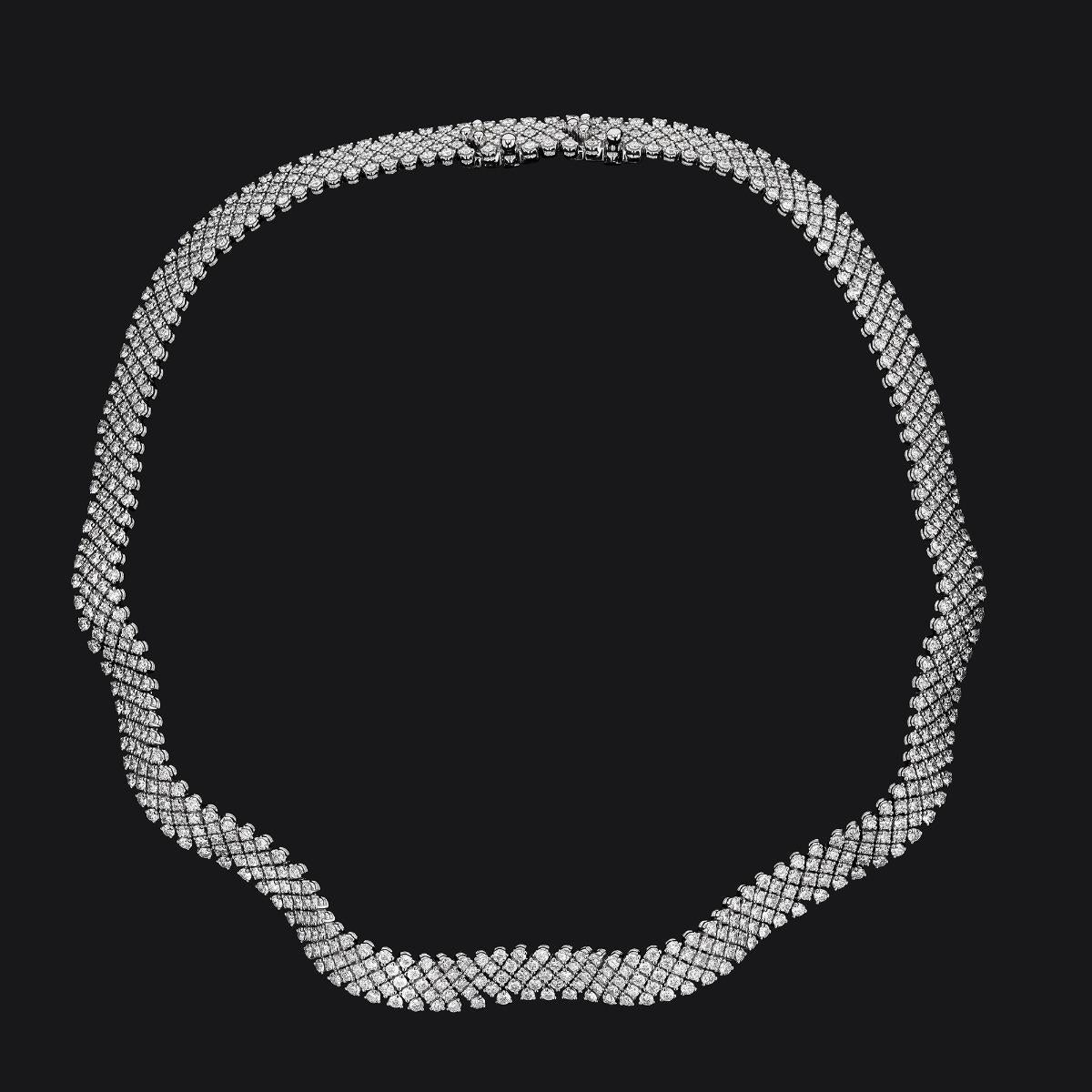 18KT Gold Diamond Ribbon Necklace