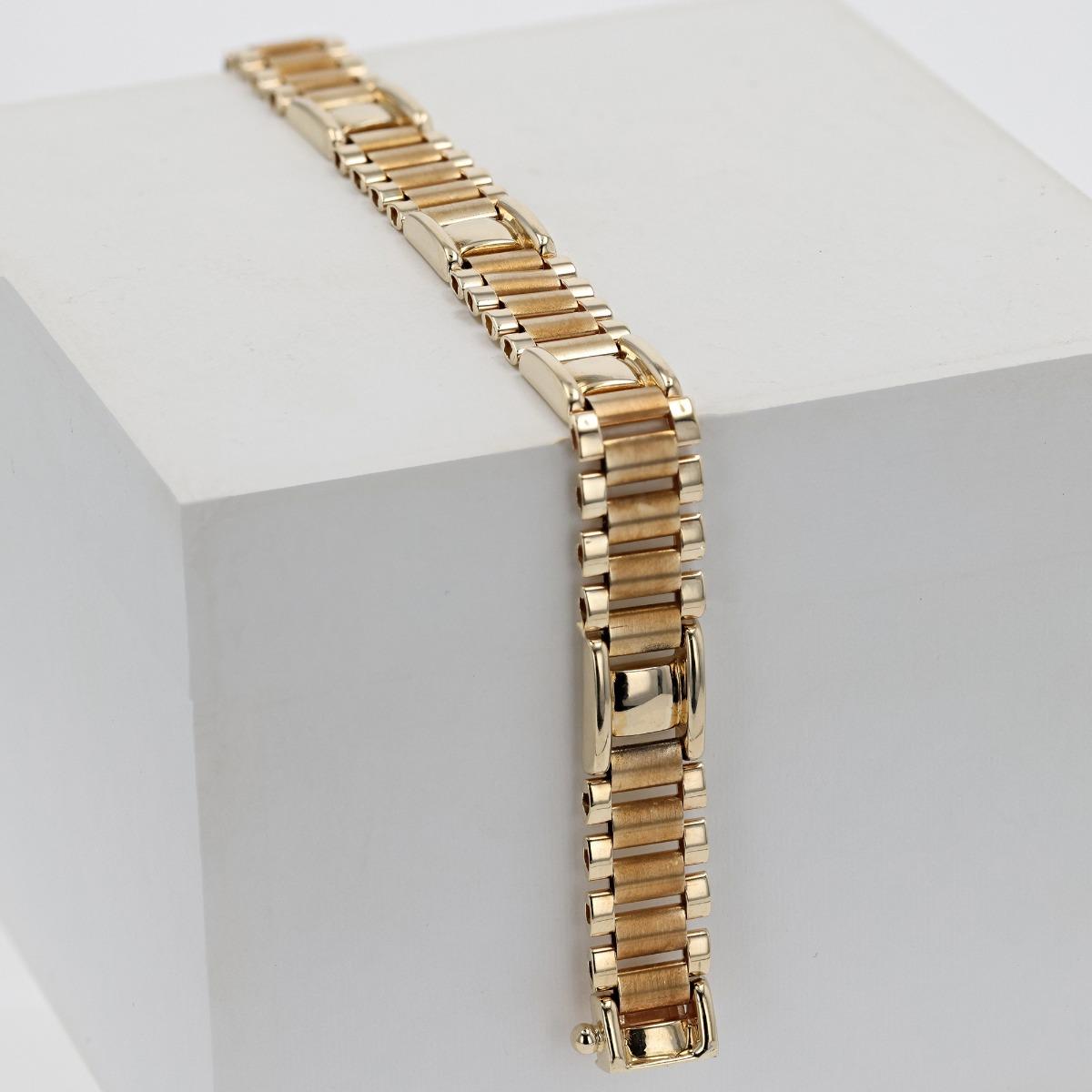 14KT Gold Multi-Finish Link Bracelet