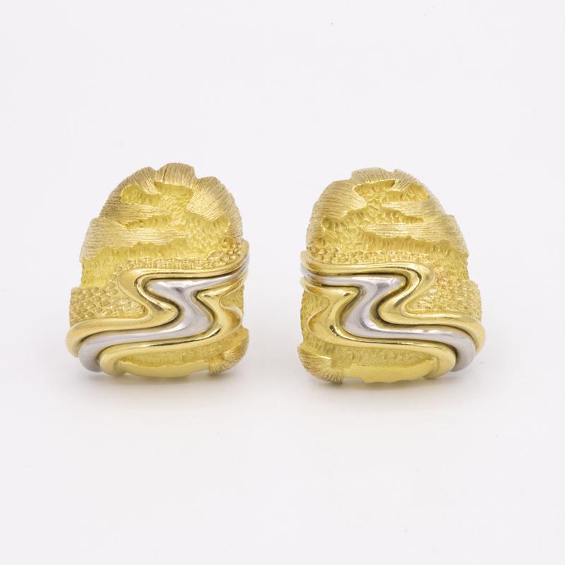 Gold, Platinum, and Ruthenium Henry Dunay Cinnabar Ear Clips