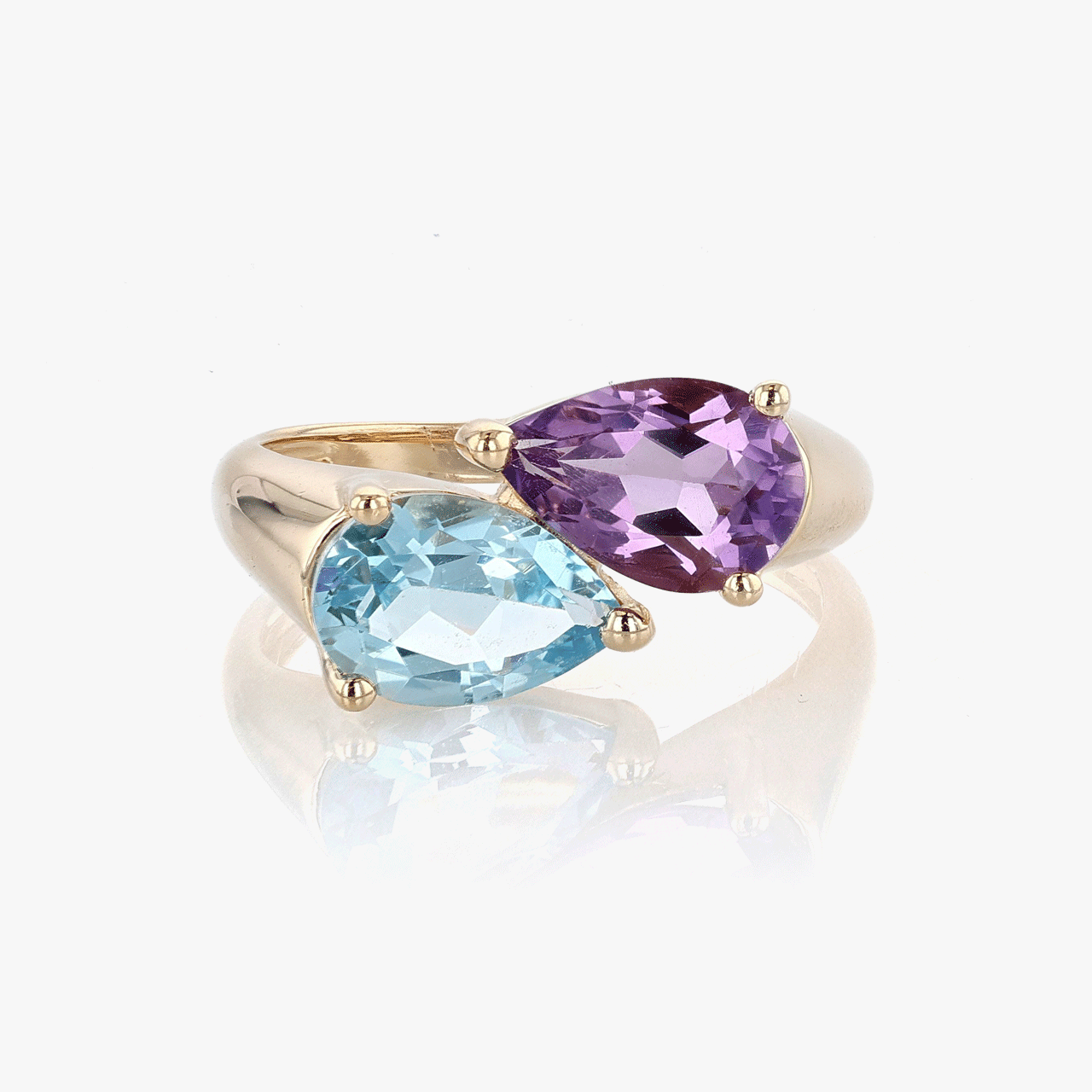 Gold, Amethyst, and Blue Topaz Ring