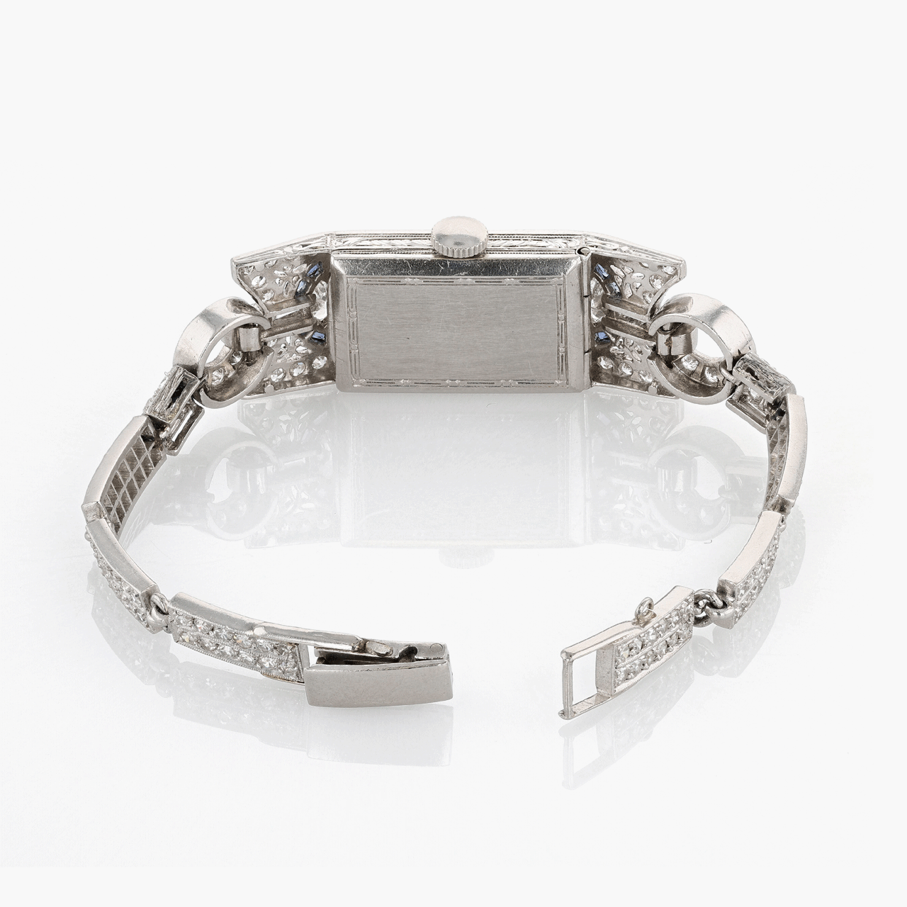 Antique Platinum, Diamond, and Sapphire Cocktail Watch