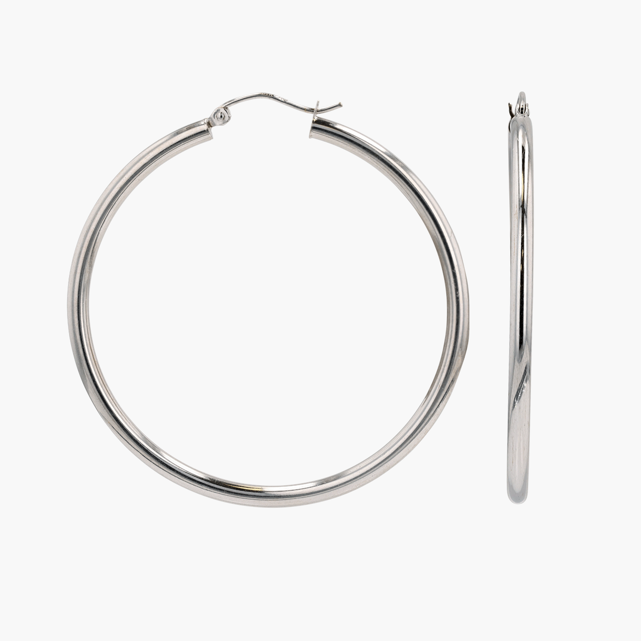 White  Gold Tube Gold Hoop Earrings