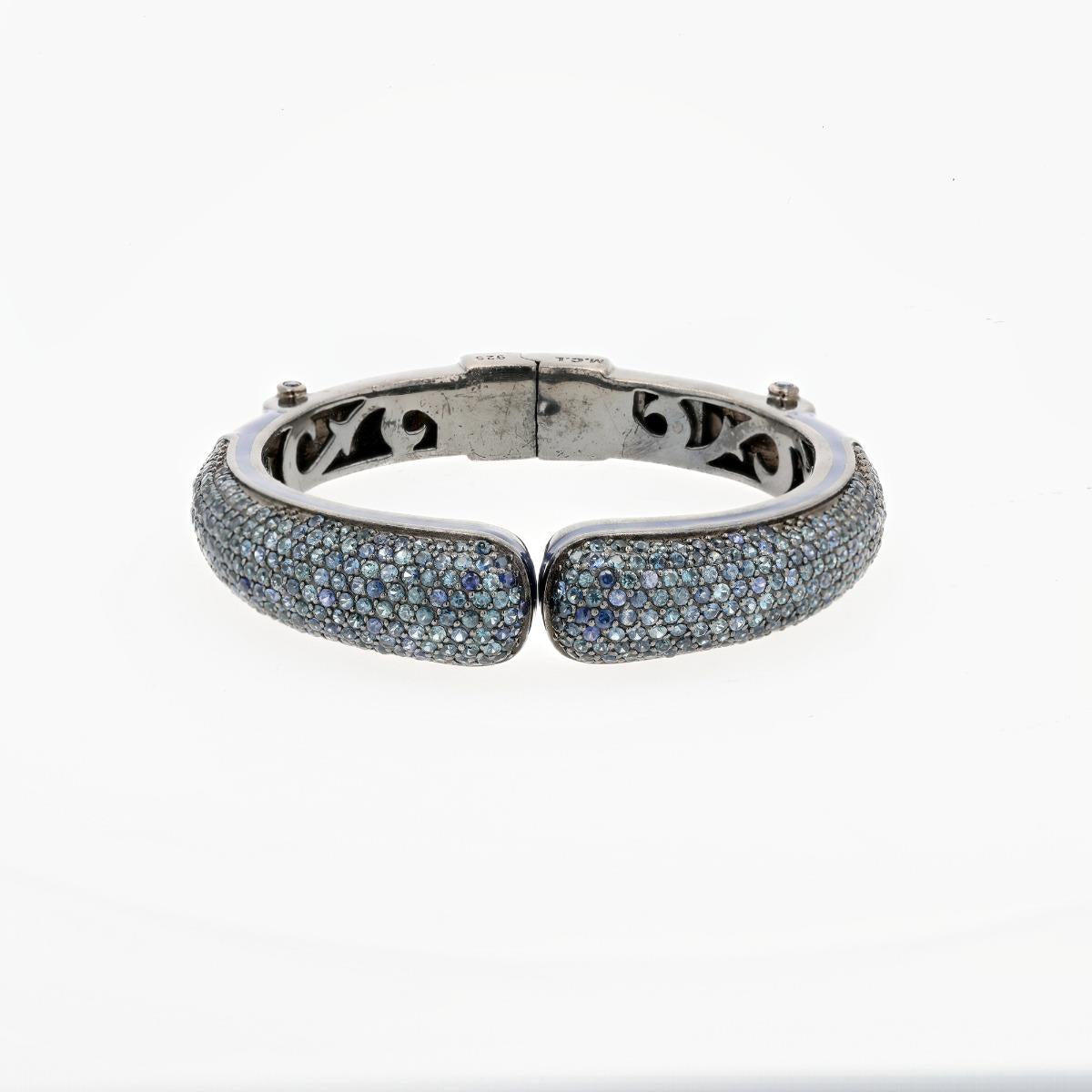 Matthew Campbell Laurenza Sterling Silver Blue Enamel Bangle