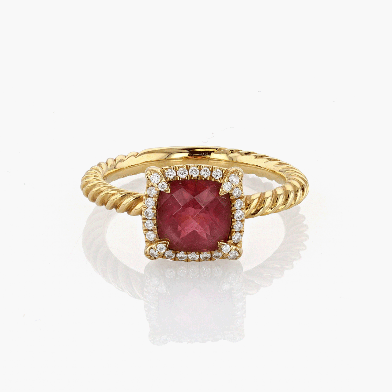David Yurman Gold, Pink Tourmaline, and Diamond Chatelaine Ring