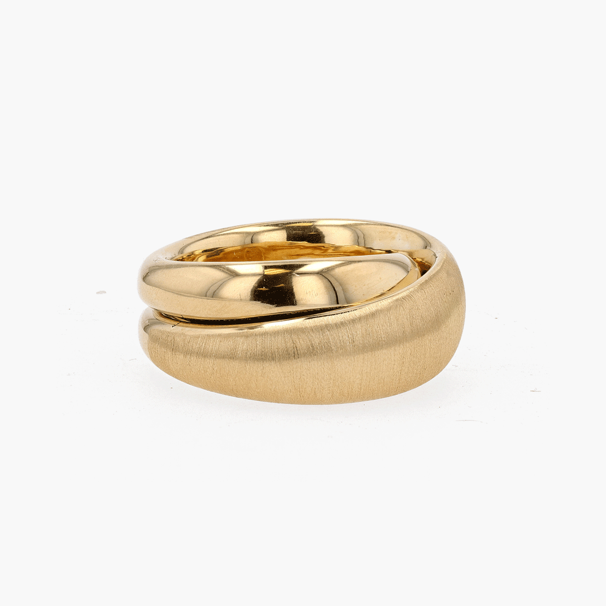 18KT Gold Double Polished and Satin Ring