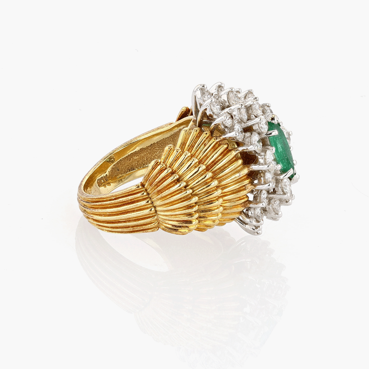 Gold, White Gold, Emerald, and Diamond Ring
