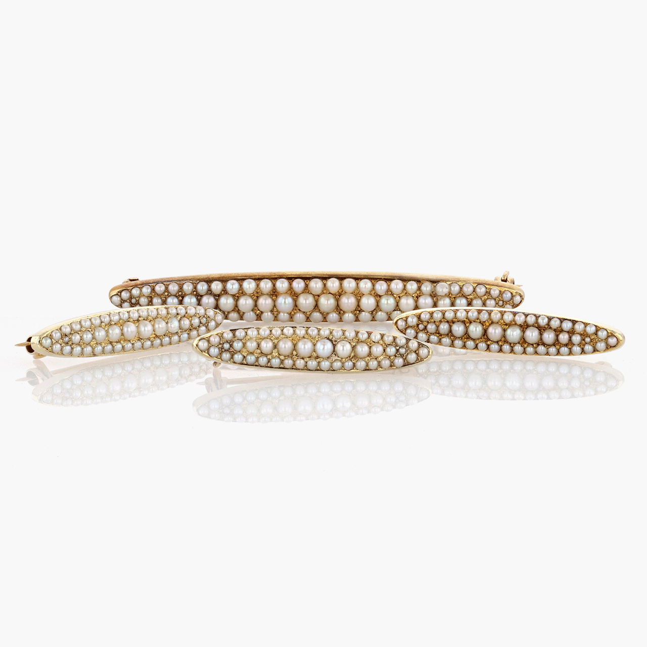 Antique Victorian Gold and Seed Pearl Pin Set