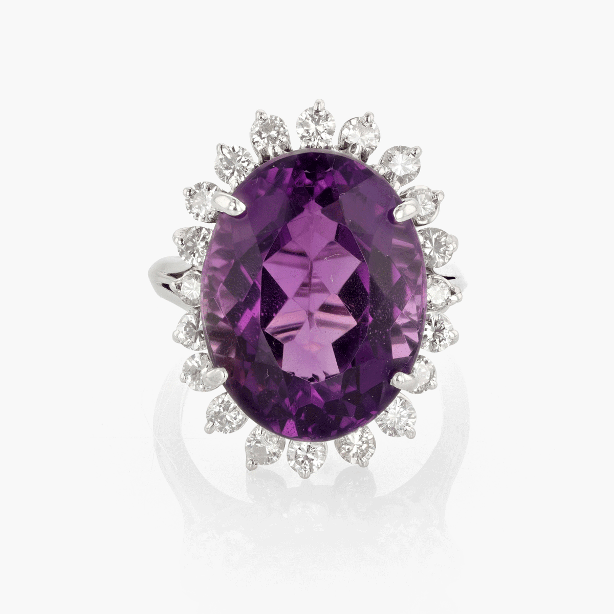 White Gold, Amethyst, and Diamond Ring