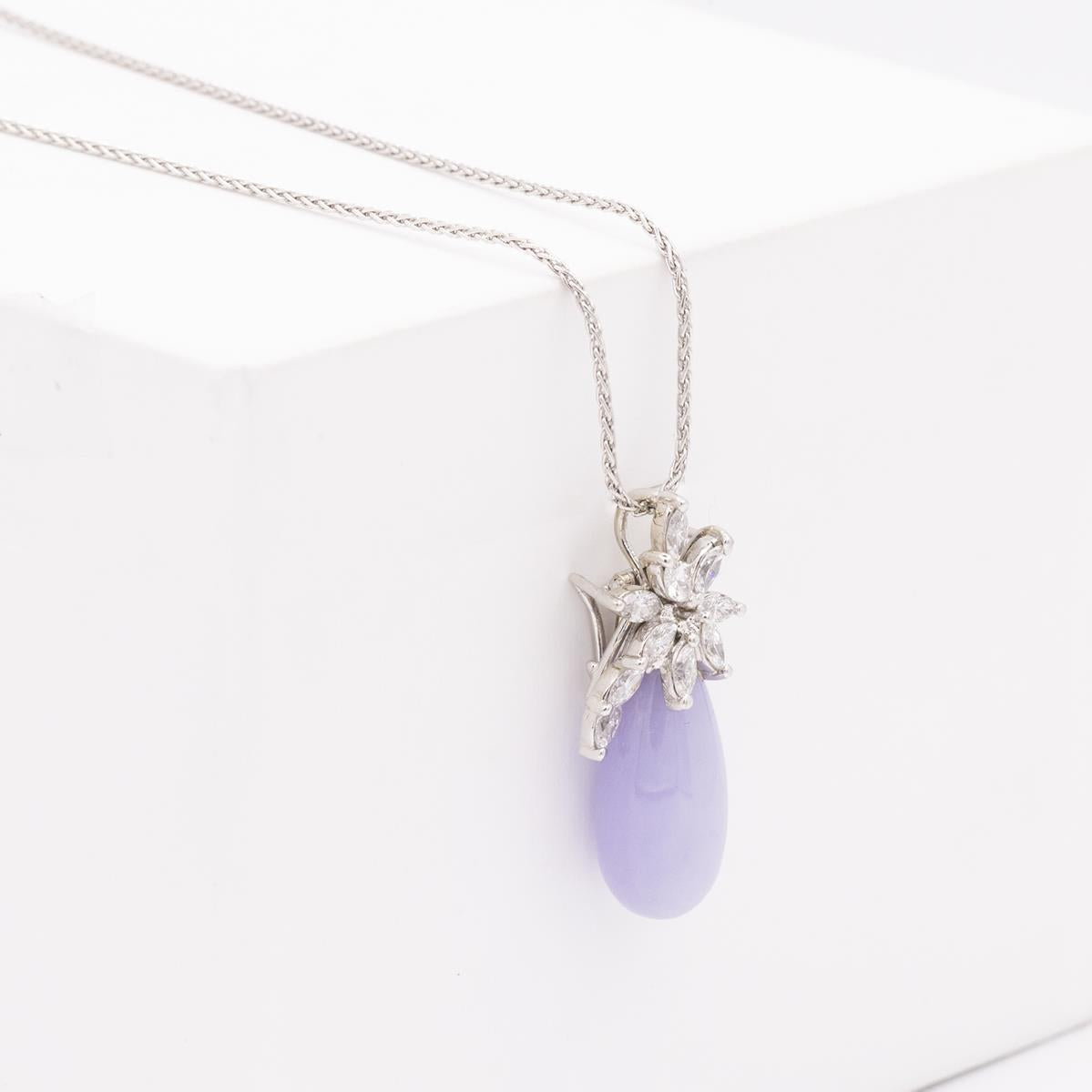 18KT Gold Lavendar Jade and Diamond Pin/Pendant