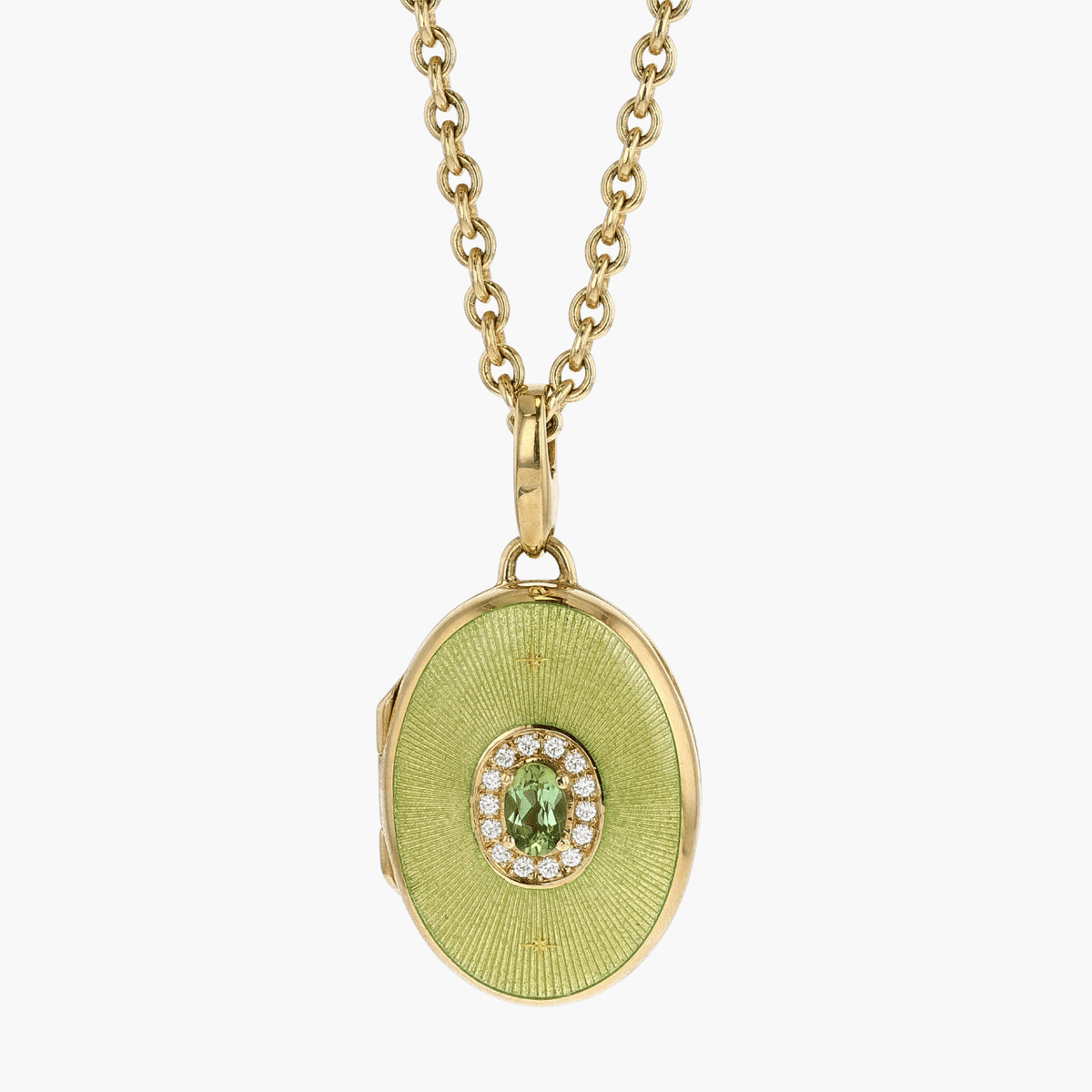Faberge Gold, Enamel, Tourmaline, and Diamond Pendant