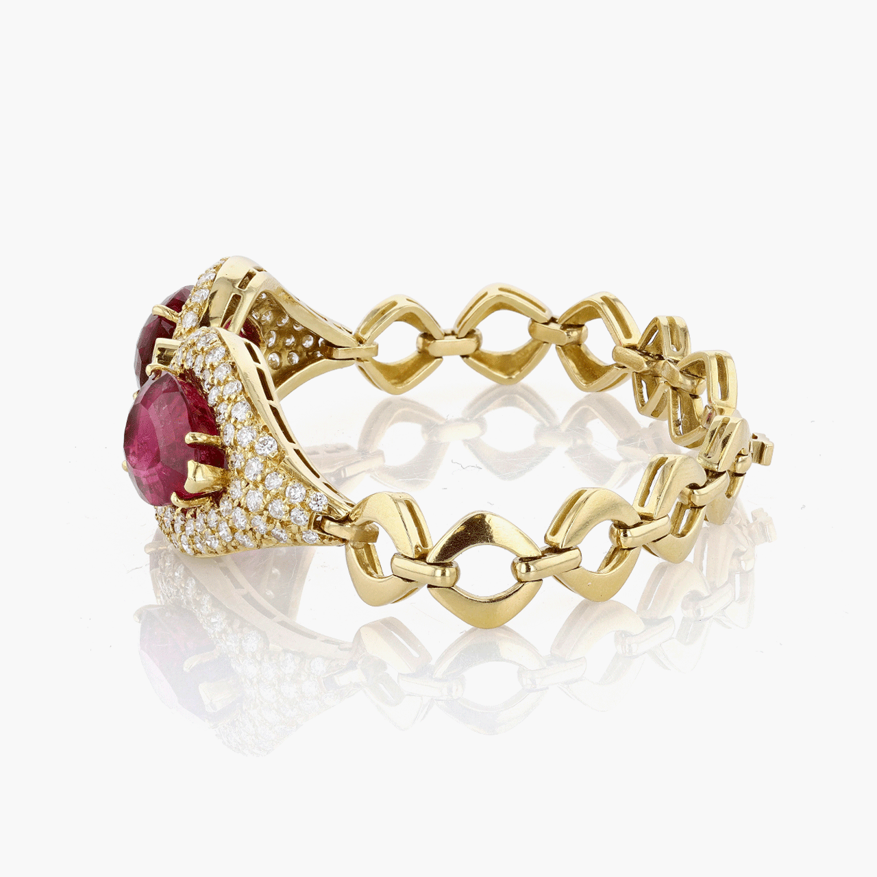 Gold, Diamond, and Rubellite Bracelet