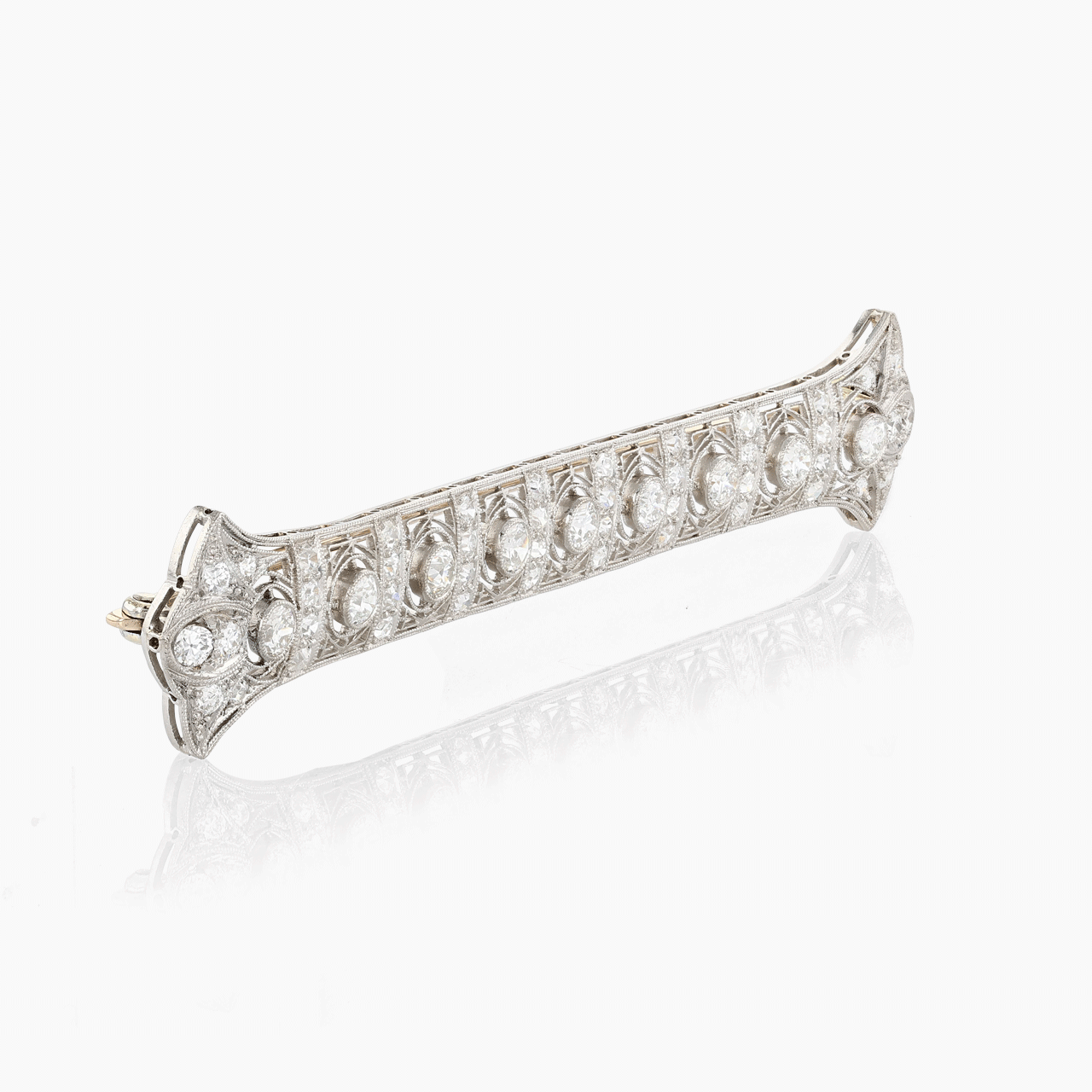 Antique Platinum, Gold, and Old Cut Diamond Bar Pin