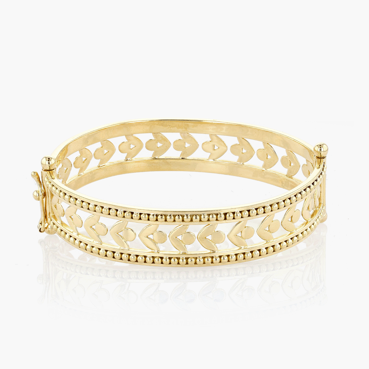 Vintage Temple St. Clair 18k Yellow Gold Open Flower Bangle